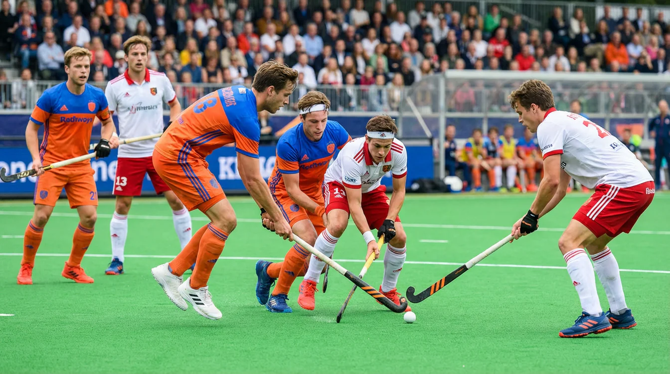 De complete gids voor wedden op hockey in Nederland - hoofdafbeelding met een hockeybal, stick en een weergegeven quotering