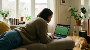 Live hockey streaming voor wedden - tablet of tv-scherm met een live uitzending van een hockeywedstrijd met ingebouwde odds
