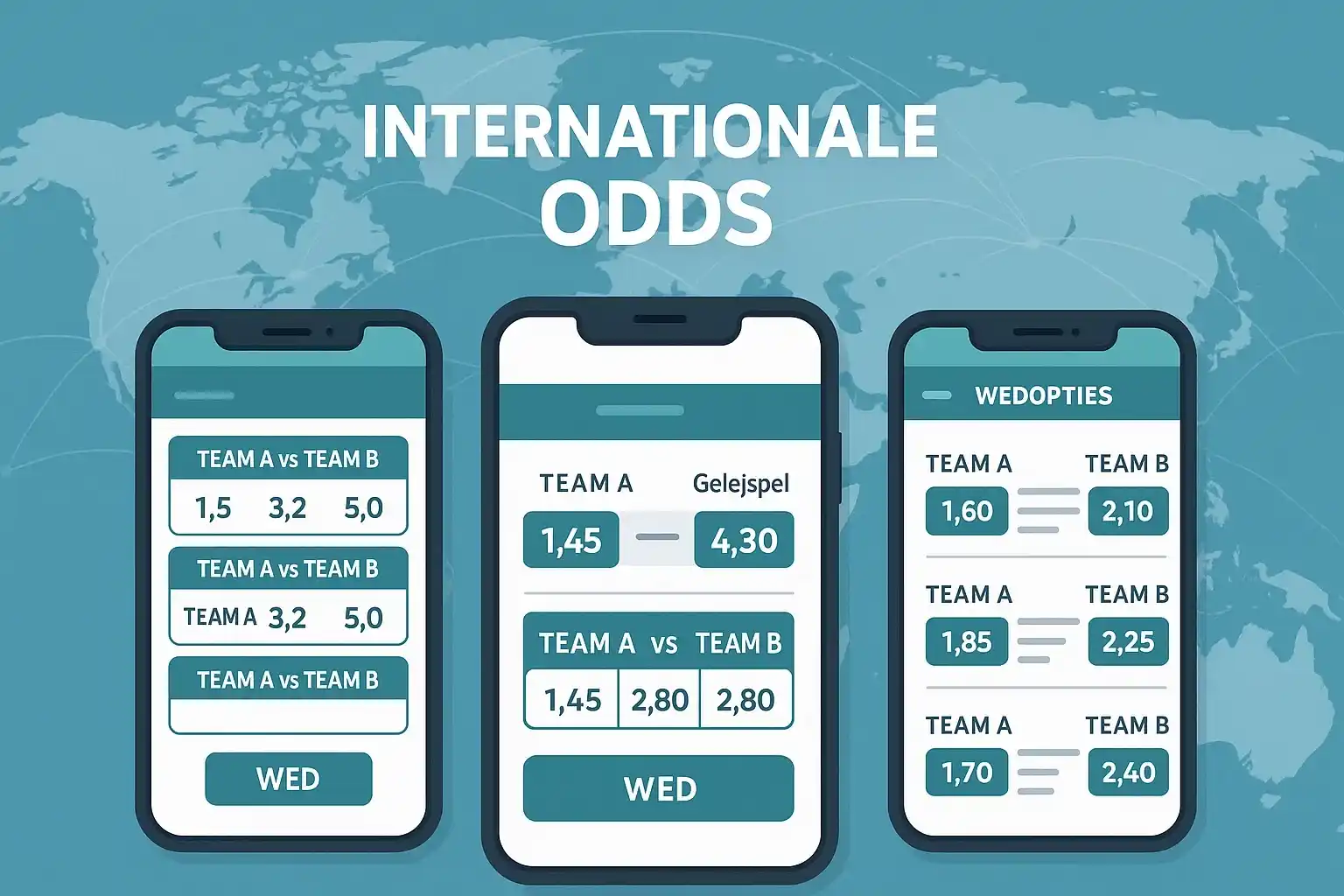 Meerdere smartphone schermen met live hockey wedstatistieken en internationale betting odds