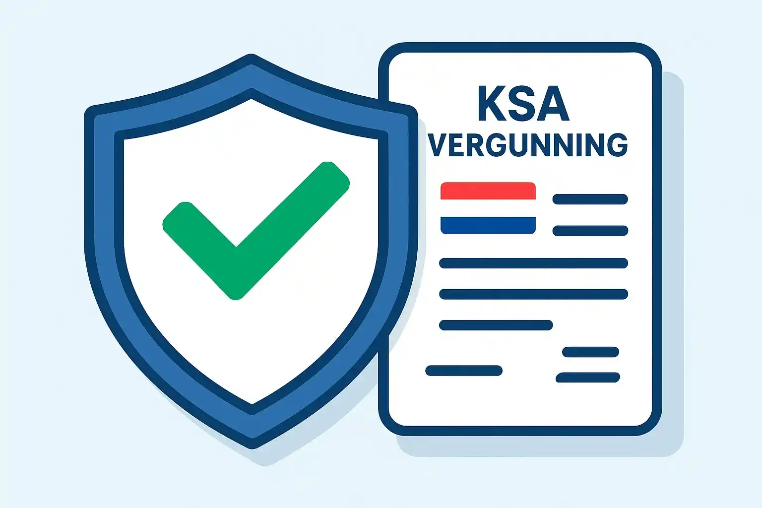KSA vergunning schild met vinkje en Nederlandse vlag kleuren voor legaal online gokken