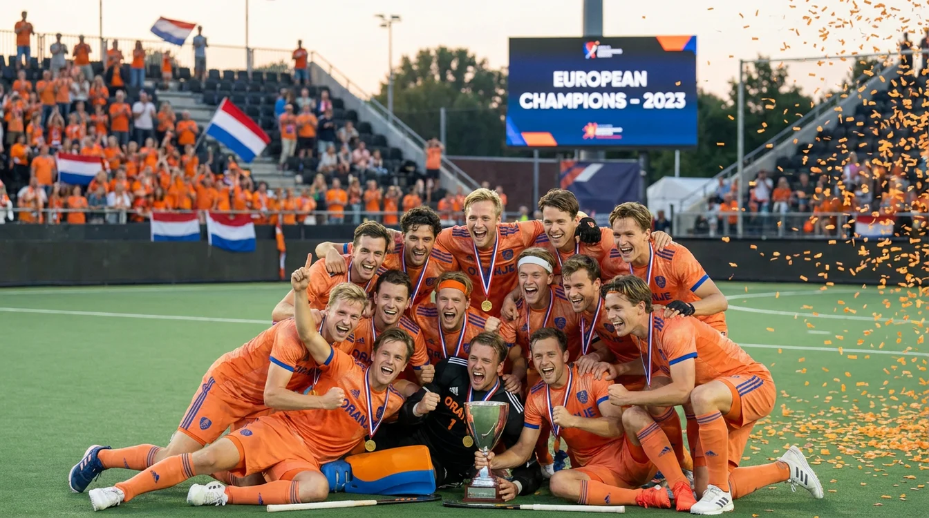 Nederlands hockeyteam viert Europese titel