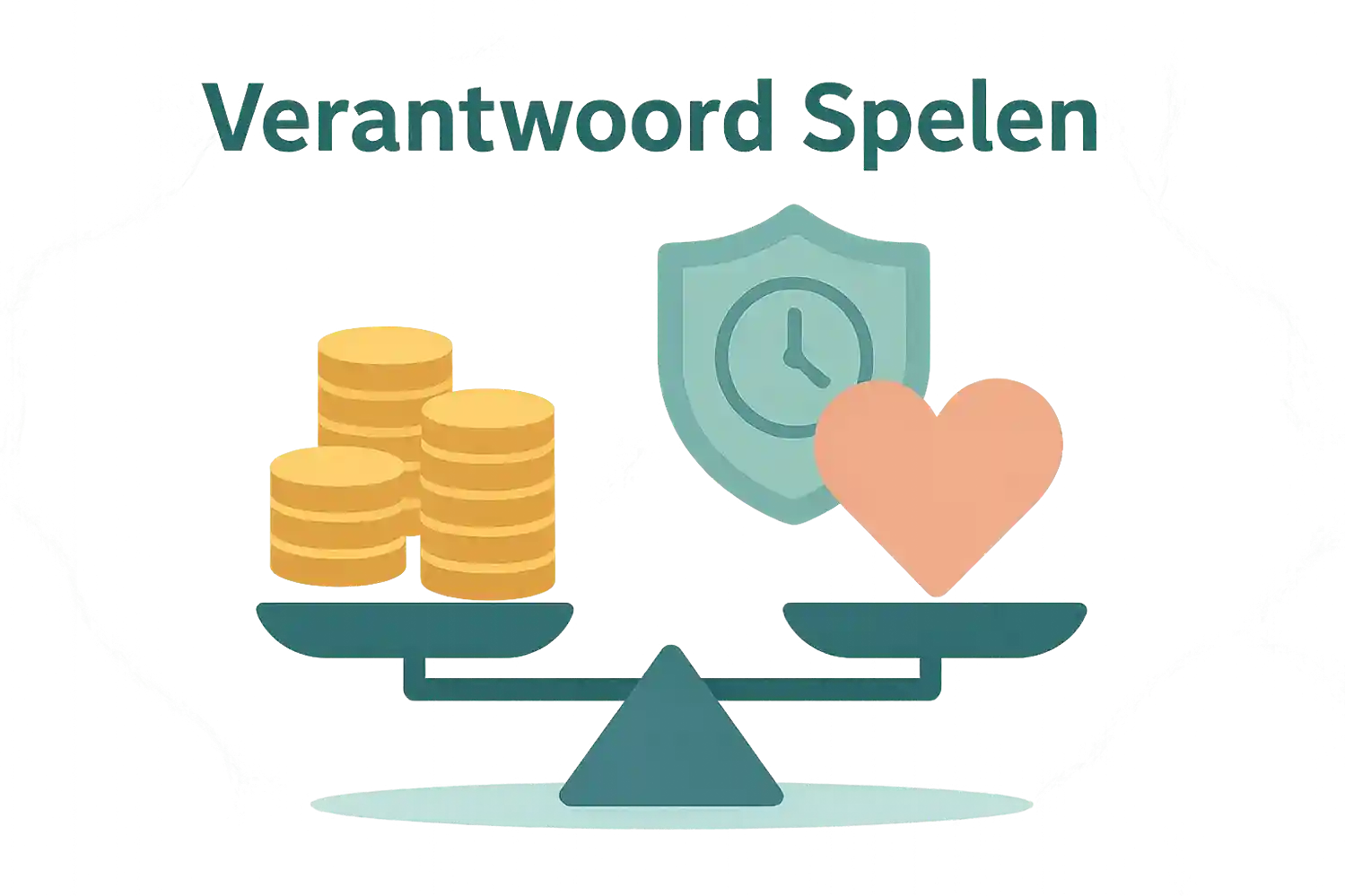 Balansschaal met munten aan een kant en welzijn icoon aan andere kant met beschermend schild en klok