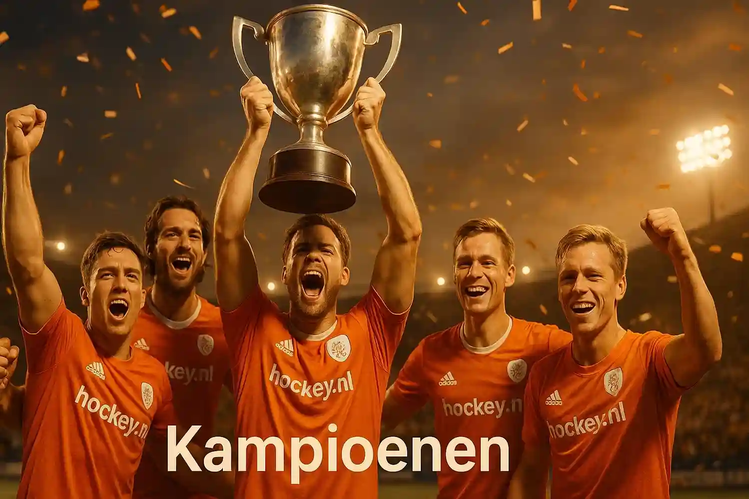Wedden op grote hockey toernooien zoals WK en EK - sfeerbeeld van een vol stadion met een hockeyer die een doelpunt viert